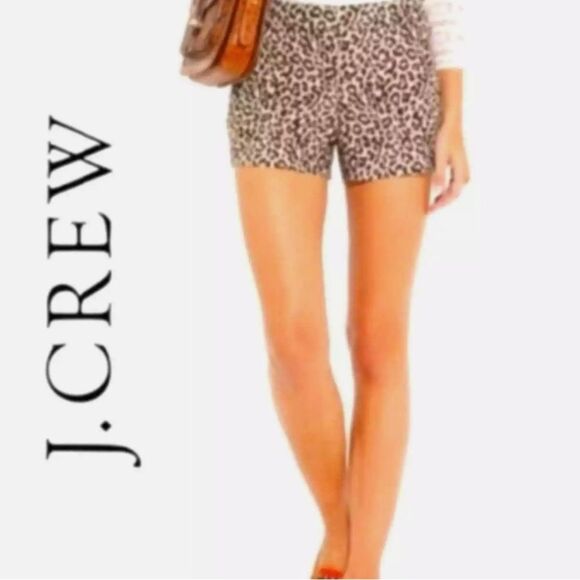 J.Crew Linen Leopard Shorts pockets & belt loops - Picture 3 of 8